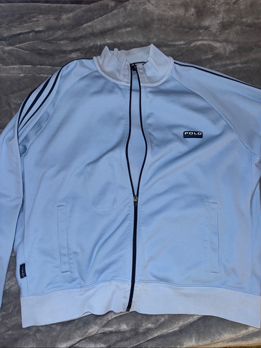 Polo by Ralph Lauren Light Blue Track Bomber with Navy Trim